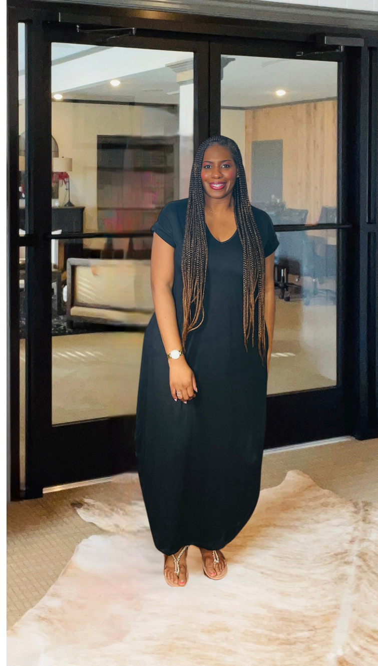 “Customs” Black T-Shirt Dress