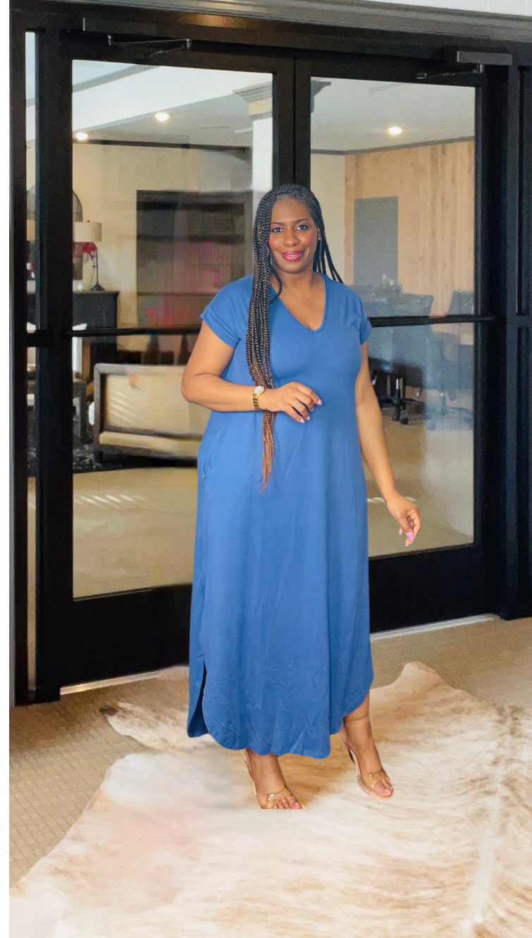 “Customs” Blue T-Shirt Dress