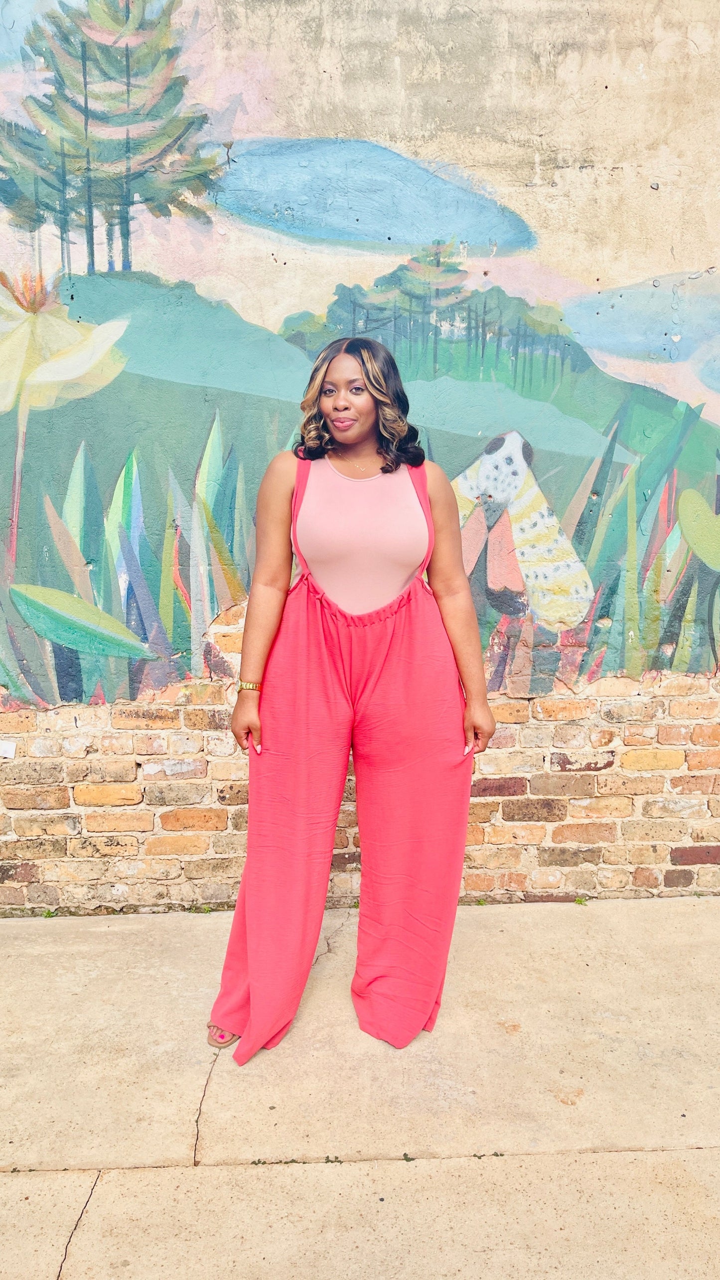 The “Jackie” Pink Rose Jumpsuit