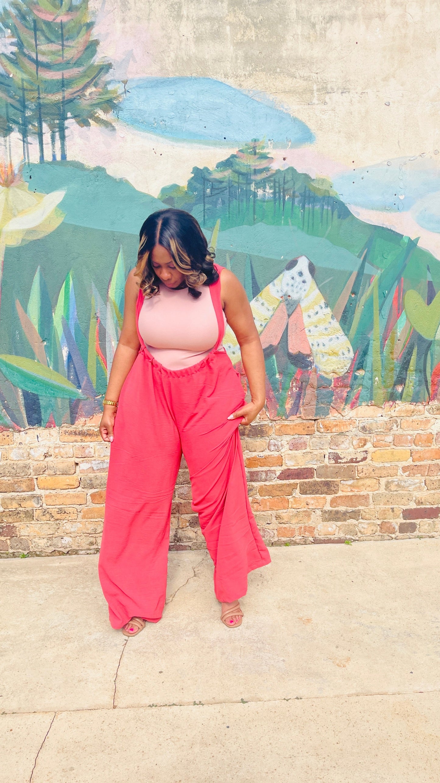 The “Jackie” Pink Rose Jumpsuit